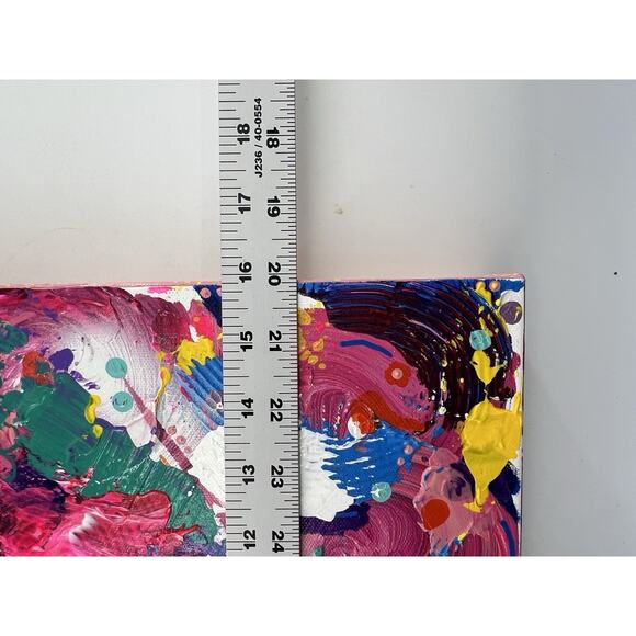 Handmaid Painting Pink Acrylic Canvas Abstract Home Decor Art Multicolor 16 x 16 - Picture 6 of 11